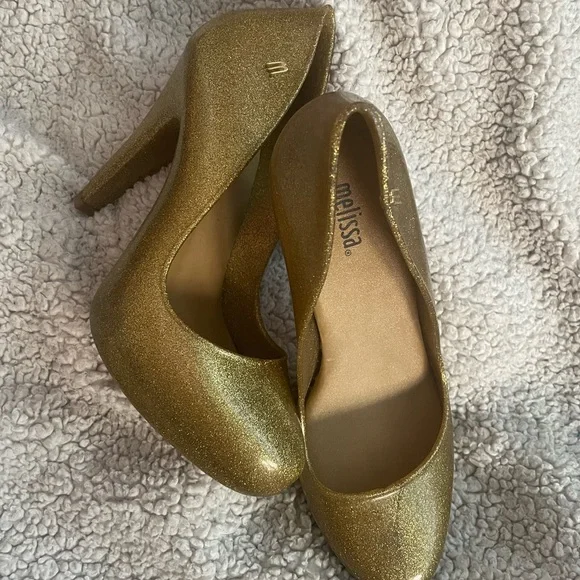 Melissa Shimmering Gold Heels - Picture 3 of 5